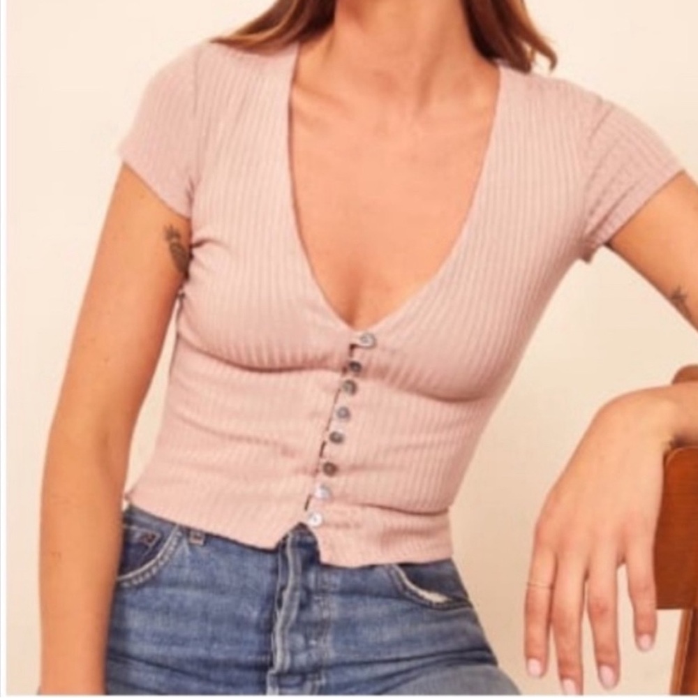 Reformation Nella Knit Top in Blush